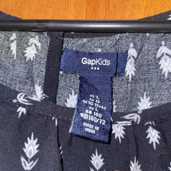 GapKids Girls Floral Long Sleeve Dress Size L Black & White - Picture 5 of 7